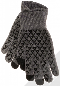 1Mcz Triangle Gloves dámské pletené rukavice pro kapacitní dotykový displej šedá (grey)