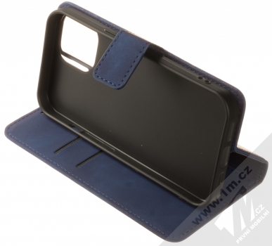 1Mcz Velvet Book flipové pouzdro pro Apple iPhone 15 tmavě modrá (dark blue) stojánek
