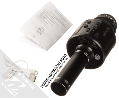1Mcz WS-858 Bluetooth karaoke mikrofon s reproduktorem - B JAKOST (komponenty nelícují!) černá (black) balení