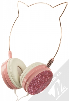 1Mcz YJ-22 Cat Ear stereo sluchátka s konektorem Jack 3,5mm a oušky celo růžová (all pink) maximální náhlavník