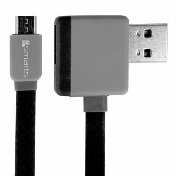 4smarts StackWire plochý USB kabel s microUSB konektorem a druhým USB portem pro mobilní telefon, mobil, smartphone černá (black) - konektory