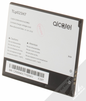 Alcatel TLp025H7 originální baterie pro Alcatel One Touch 5051D Pop 4 vzhůru nohama zezadu