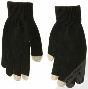 Aligator Touch Gloves Skull pletené rukavice s motivem pro kapacitní dotykový displej černá (black) zezadu (dlaň ruky)