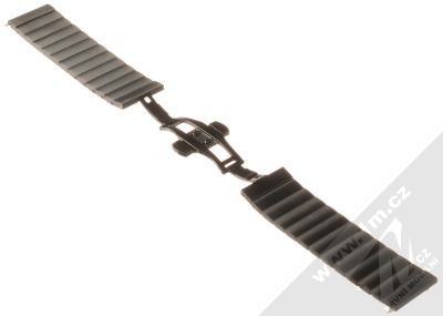 Aligator Watch Band pásek z leštěného kovu na zápěstí s univerzální osičkou 22mm černá (black) rozepnuté