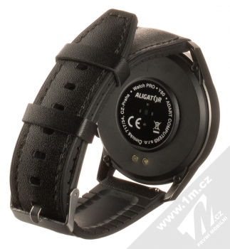 Aligator Watch Pro chytré hodinky šedá (grey) černá kožená varianta zezadu