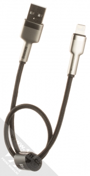 Baseus Cafule Metal Cable opletený USB kabel délky 25cm s Apple Lightning konektorem (CALJK-01) stříbrná černá (silver black) komplet