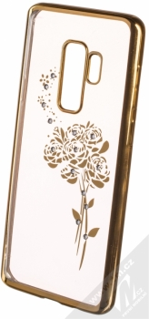 Beeyo Roses pokovený ochranný kryt pro Samsung Galaxy S9 Plus zlatá průhledná (gold transparent)