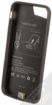 Blue Star Battery Case ochranný kryt se záložní baterií 2500mAh pro Apple iPhone 6, iPhone 6S, iPhone 7, iPhone 8 černá (matt black) zepředu
