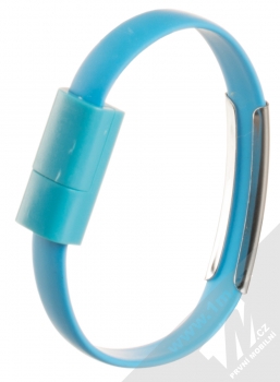 Blue Star Bracelet malý USB kabel s microUSB konektorem ve formě náramku na ruku modrá (blue) narámek zezadu