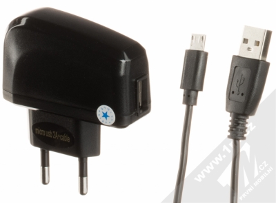 Blue Star Impulse Charger nabíječka do sítě s USB výstupem a proudem 2A + USB kabel s microUSB konektorem černá (black)