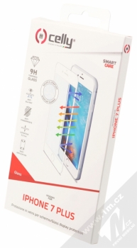 Celly Glass barevné ochranné tvrzené sklo pro Apple iPhone 7 Plus bílá (white) krabička