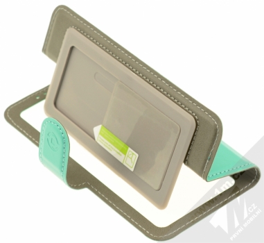 Celly View Unica L univerzální flipové pouzdro pro mobilní telefon, mobil, smartphone tyrkysová (turquoise) stojánek