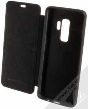Ferrari Heritage Real Leather flipové pouzdro pro Samsung Galaxy S9 Plus (FEHDEFLBKS9LBK) černá (black) otevřené