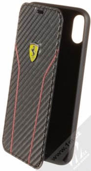Ferrari Scuderia Carbon flipové pouzdro pro Apple iPhone X (FESCAFLBKPXBK) černá (black)