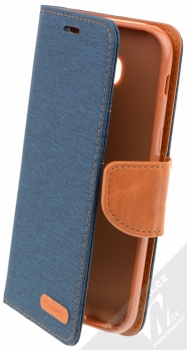 Forcell Canvas Book flipové pouzdro pro Samsung Galaxy A5 (2017) tmavě modrá hnědá (dark blue camel)