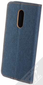 Forcell Canvas Book flipové pouzdro pro Xiaomi Redmi 5 Plus tmavě modrá hnědá (dark blue camel) zezadu