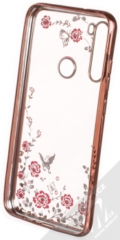 Forcell Diamond Flower TPU ochranný kryt pro Xiaomi Redmi Note 8 růžově zlatá (rose gold) zepředu