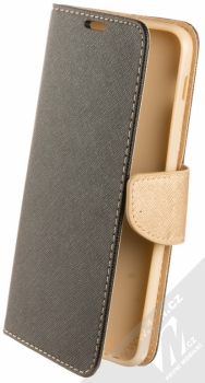 Forcell Fancy Book flipové pouzdro pro Samsung Galaxy A6 Plus (2018) černá zlatá (black gold)