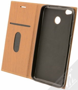 Forcell Wood flipové pouzdro s motivem dřeva pro Xiaomi Redmi 4X hnědý dub (oak brown) otevřené