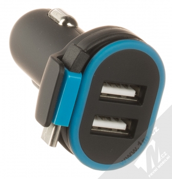 Forever CC-02 nabíječka do auta s USB Type-C konektorem a 2x USB výstupy černá modrá (black blue) komplet USB výstupy