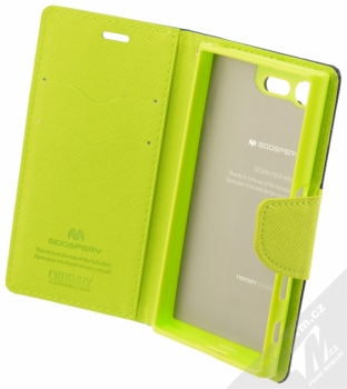 Goospery Fancy Diary flipové pouzdro pro Sony Xperia X Compact modro limetkově zelená (blue / lime) otevřené