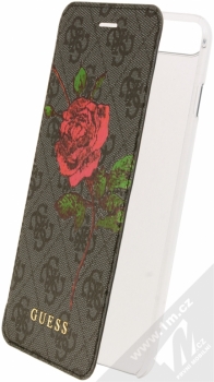 Guess 4G Flower Desire Booktype Case flipové pouzdro pro Apple iPhone 7 Plus, iPhone 8 Plus (GUFLBKI8L4GROG) tmavě šedá (dark grey)