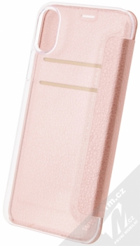 Guess IriDescent Booktype Case flipové pouzdro pro Apple iPhone X (GUFLBKPXIGLTRG) růžově zlatá (rose gold) zezadu