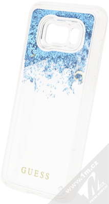 Guess Liquid Glitter Hard Case ochranný kryt s přesýpacím efektem třpytek pro Samsung Galaxy S8 Plus (GUHCS8LGLUFLBL) modrá průhledná (blue transparent)