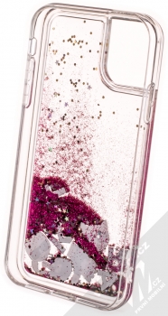 Karl Lagerfeld Floating Karl Liquid Glitter ochranný kryt s přesýpacím efektem třpytek pro Apple iPhone 11 (KLHCN61ROPI) růžová černá (pink black) zepředu