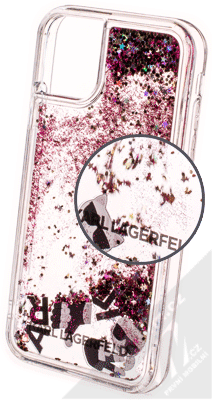 Karl Lagerfeld Floating Karl Liquid Glitter ochranný kryt s přesýpacím efektem třpytek pro Apple iPhone 11 (KLHCN61ROPI) růžová černá (pink black)