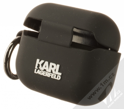 Karl Lagerfeld Karl and Choupette AirPods Silicone Case silikonové pouzdro pro sluchátka Apple AirPods Pro (KLACAPSILKCK) černá (black) zezadu