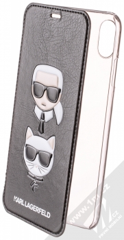 Karl Lagerfeld Karl and Choupette flipové pouzdro s motivem pro Apple iPhone XS Max (KLFLBKI65KICKC) černá (black)