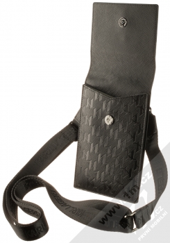 Karl Lagerfeld Monogram Plate Wallet Universal univerzální pouzdro kabelka s kapsičkami (KLWBSAMSMK) černá (black) otevřené