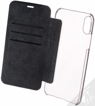 Karl Lagerfeld Pins Book flipové pouzdro s motivem pro Apple iPhone X (KLFLBKPXPPIN) černá (black) otevřené