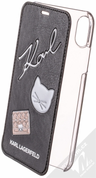 Karl Lagerfeld Pins Book flipové pouzdro s motivem pro Apple iPhone X (KLFLBKPXPPIN) černá (black)
