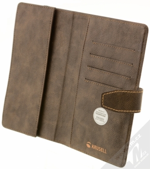 Krusell Vargon Universal WalletCase 5XL univerzální flipové pouzdro typu peněženka pro mobilní telefon, mobil, smartphone hnědá (brown) otevřené