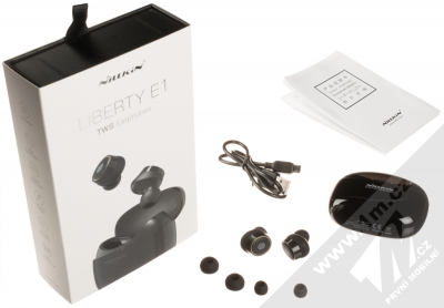 Nillkin Liberty E1 Earphones Bluetooth stereo sluchátka černá zlatá (black gold) balení