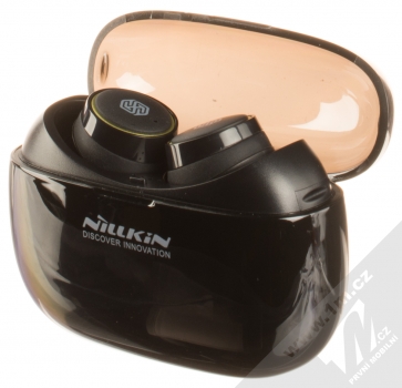 Nillkin Liberty E1 Earphones Bluetooth stereo sluchátka černá zlatá (black gold) sluchátka v nabíjecím pouzdře
