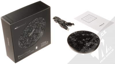 Nillkin PowerFlash Tempered Glass Wireless Charger podložka pro bezdrátové nabíjení černé mramorování (black marble) balení