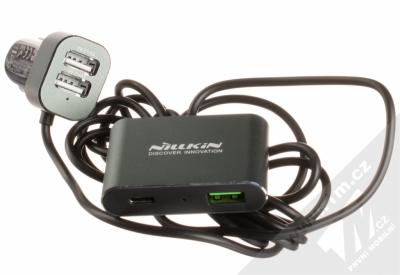 Nillkin PowerShare Car Charger nabíječka do auta s 1x USB Type-C a 3x USB výstupem a Qualcomm Quick Charge 3.0 technologií šedá (grey) komplet