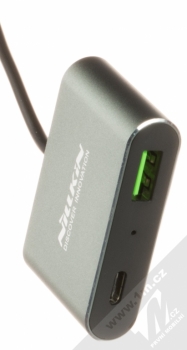 Nillkin PowerShare Car Charger nabíječka do auta s 1x USB Type-C a 3x USB výstupem a Qualcomm Quick Charge 3.0 technologií šedá (grey) prodlužka konektory