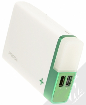 Proda Crave PowerBank záložní zdroj 12000mAh pro mobilní telefon, mobil, smartphone, tablet bílo zelená (green) konektory