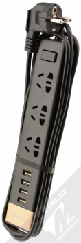 Remax Ming RU-S2 nabíječka do sítě s 4x USB výstupem a 3x celosvětovou elektrickou zásuvkou pro mobilní telefon, mobil, smartphone, tablet černá (black)
