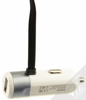 Remax RCC102 nabíječka do auta s Lightning konektorem, microUSB konektorem a USB výstupem 3.4A pro mobilní telefon, mobil, smartphone, tablet stříbrná (silver) nabíječka zezadu