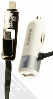 Remax RCC102 nabíječka do auta s Lightning konektorem, microUSB konektorem a USB výstupem 3.4A pro mobilní telefon, mobil, smartphone, tablet stříbrná (silver)