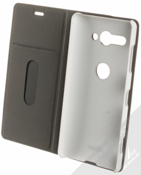 Roxfit Precision Slim Standing Book Case flipové pouzdro pro Sony Xperia XZ2 Compact (URB5183S) černá stříbrná (black silver) otevřené