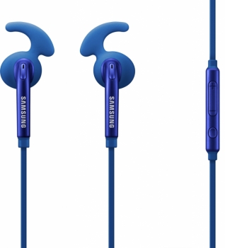 Samsung EO-EG920BL originální stereo headset s tlačítkem a konektorem Jack 3,5mm modrá (blue) detail se sportovním špuntem