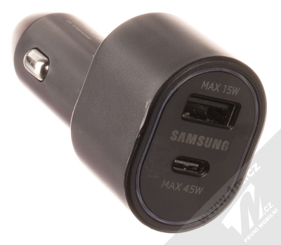 Samsung EP-L5300EBE originální nabíječka do auta s 1x USB Type-C + 1x USB výstupy 45W černá (black) zboku výstupy