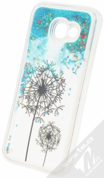 Sligo Liquid Glitter Flower ochranný kryt s přesýpacím efektem třpytek pro Samsung Galaxy A5 (2017) tyrkysová (cyan) animace 1