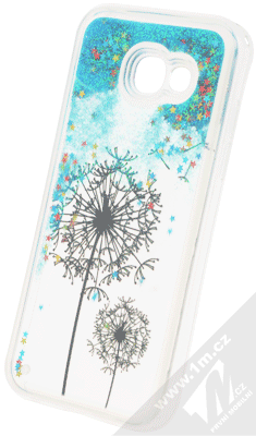 Sligo Liquid Glitter Flower ochranný kryt s přesýpacím efektem třpytek pro Samsung Galaxy A5 (2017) tyrkysová (cyan)